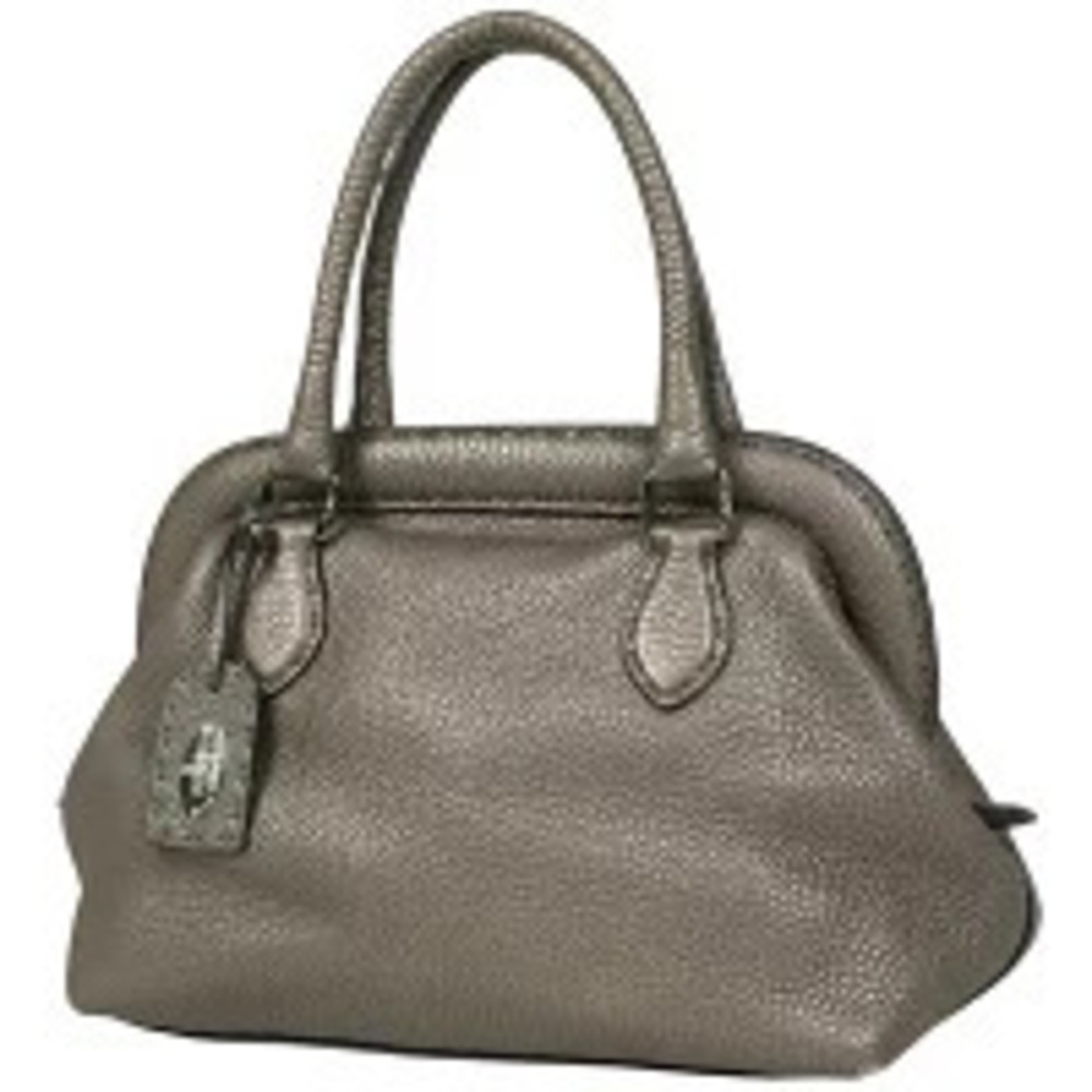Fendi Selleria Handbag Leather Silver Gray